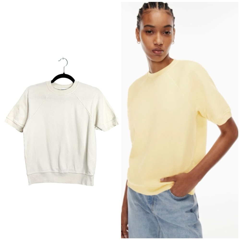 Aritzia Denim Forum 70s Raglan sweatshirt IVORY short sleeve pullover XS